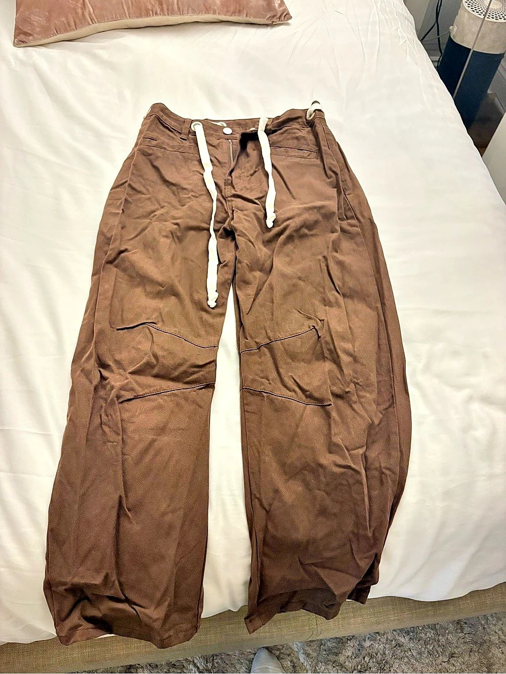 Brooklyn Karma BROW Casual Decorative Drawstring Pants Brown Small